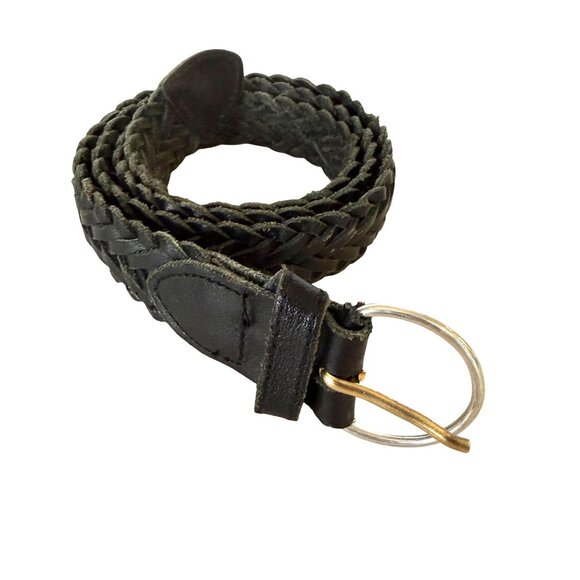 Unbranded Accessories - Greatland Leather Braided Belt M 43" Womens Genuine Split Cowhide Black